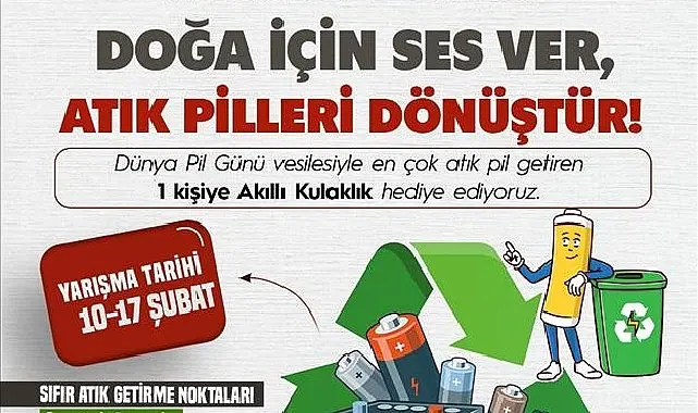 İnegöl Belediyesi 18 Şubat Dünya Pil Günü nedeniyle atık pil