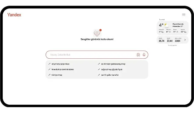 Yandex Türkiye, 14 Şubat Sevgililer Günü kapsamında artan arama sorgularına
